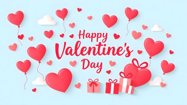 Valentines Day greeting card with hearts