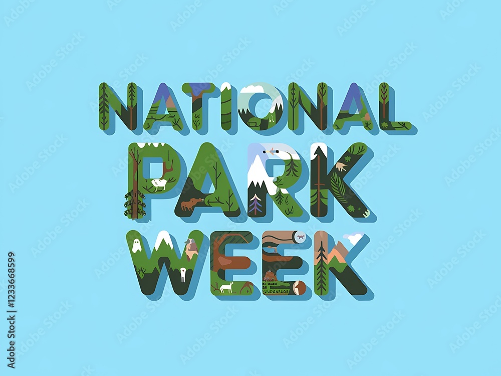 National Park Week celebrates nature and wildlife Stock Illustration