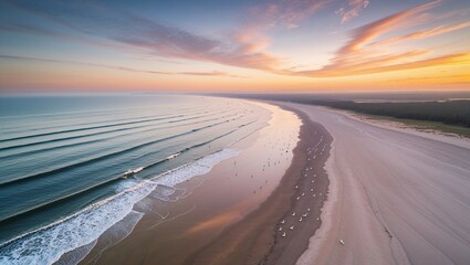 Wall Mural - Golden sunsets and vibrant sunrises paint the sky with orange hues over the beach, sea, and ocean, showcasing the beauty of nature's coastal landscapes