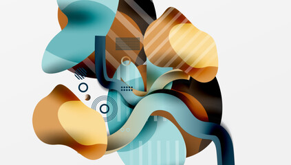 Aufkleber - Abstract background - Lines circles and liquid shapes