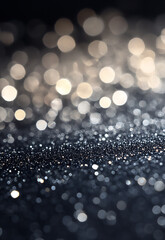 Wall Mural - silver glitter bokeh background close up of shimmering silver glitter reflecting light in a beautifu