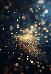 Wall Mural - sparkling confetti celebration back ground abstract fantasy golden glitter and black de focused for 