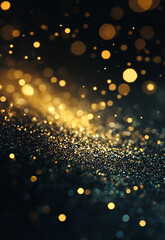 Wall Mural - sparkling confetti celebration back ground abstract fantasy golden glitter and black de focused for 