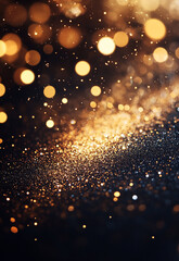 Wall Mural - sparkling confetti celebration back ground abstract fantasy golden glitter and black de focused for 