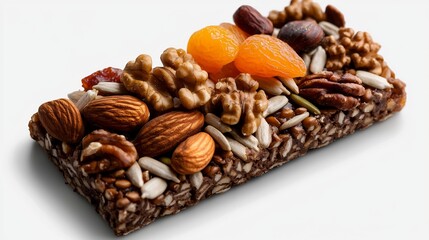 Wall Mural - Overhead View of a Healthy Snack Bar with Nuts and Dried Fruit