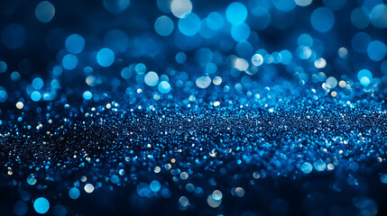 Wall Mural - abstract blue glitter bokeh background for festive celebration. blue glitter christmas background wi