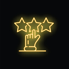 Poster - Neon sign of a hand giving a three star rating, great for customer feedback