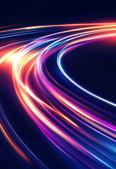 Wall Mural - Abstract blue light speed lines background, fast moving in curved path with motion blur effect speed motion blur background
