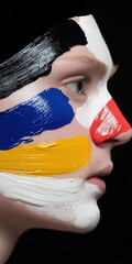 Poster - Abstract portraits of faces with paint splashes in studio lighting medium angle viewpoint creative art concept