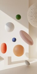 Poster - Surreal floating objects in muted lighting space conceptual art medium shot abstract environment