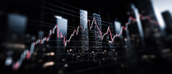 Poster - Urban financial growth city skyscrapers data visualization abstract environment perspective economic trends