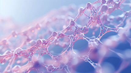Poster - Abstract close-up of colorful, translucent cellular structure with intricate patterns and soft lighting emphasizing organic shapes and fluid forms