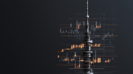 Poster - Berlins tv tower showcasing futuristic forex trading overlays with upward-trending graphs at night