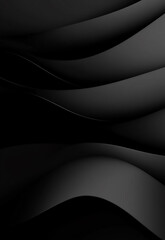 Poster - Abstract black wave banner with fluid curves on dark background. Abstract black wave background. Black and white ripples


