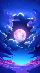 Wall Mural - full moon space night sky.
