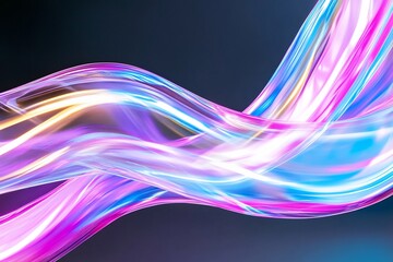 Poster - Abstract glowing wave, vibrant colors, dark background, design element