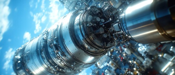 Poster - Futuristic industrial machinery in a bright, high-tech setting