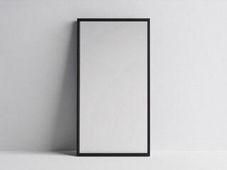 Poster - Minimalist black frame on white textured wall for art or photograph display mockup template