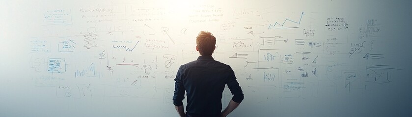 Poster - a high-level business strategist developing a vision for long-term company success, sketching ideas 