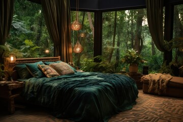 Sticker - Bedroom interior design furniture nature plant.