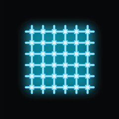 Poster - Neon blue grid glowing on a black background, perfect for technology, security, or abstract concepts