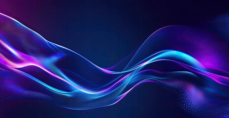 Wall Mural - Abstract Blue and Purple Wave Particle Flow Background