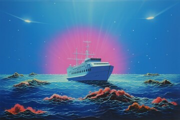 Wall Mural - Cruise ship under starry sky