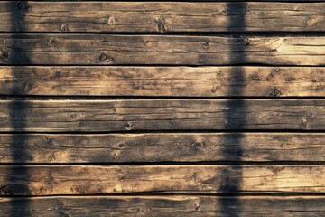 Wall Mural - Weathered wood planks, sunlit shadows, outdoor texture, background