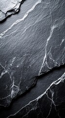 Poster - Dark slate texture with white veins forming a natural abstract pattern for background design