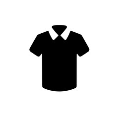 Poster - Polo Shirt Icon: A simple, bold black icon depicting a classic polo shirt with a collared neckline. Perfect for apparel websites, mobile apps, and presentations.