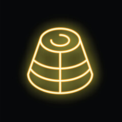 Poster - Neon icon of a thimble glowing yellow against a black background