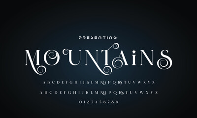 Poster - Luxury beauty font alphabet logo. Typography beautiful fashion elegant classic letters serif italic fonts wedding vintage retro casters logos. vector illustration