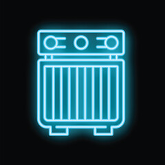 Poster - Blue glowing neon line electric heater icon isolated on black background