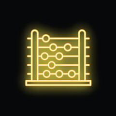Poster - Bright yellow neon sign illustrating an abacus, a traditional calculating tool