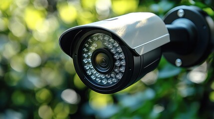 Poster - Surveillance camera monitoring a lush green environment