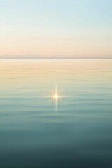 Sticker - A single radiant star reflected in a shimmering pool of water.