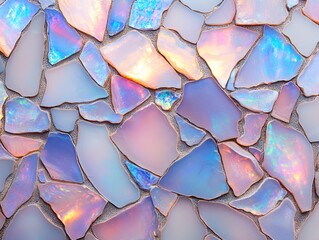 Poster - Iridescent mosaic pattern with organic shapes and shimmering colors in a pastel palette