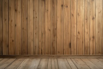 Canvas Print - Rustic wooden wall, floor, interior, empty room, background, texture, design, backdrop