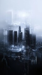 Poster - Futuristic los angeles skyline with candlestick chart patterns business insights urban environment digital viewpoint