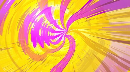 Wall Mural - Abstract swirl, vibrant colors, yellow and pink spiral, dynamic motion