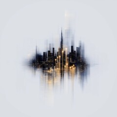 Poster - Futuristic skyline with glowing data trends urban cityscape digital art night view technology visualization