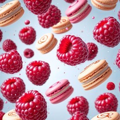 Wall Mural - seamless background with raspberries