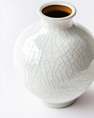 Poster - Macro shot of a white ceramic vase with subtle cracks studio setting detail elegant aesthetics