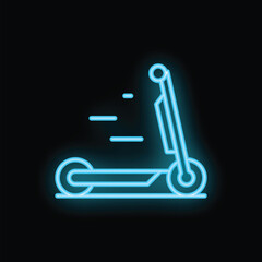 Poster - Blue neon icon of an electric scooter speeding through the night with motion blur