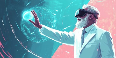 Poster - Virtual Reality Exploration by Elderly Scientist in Futuristic Environment with Holographic Sphere