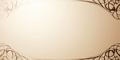 Poster - Abstract beige background with brown organic shapes framing a light center space for text