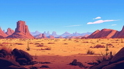 Wall Mural - A scenic view of a vast desert landscape with red rock formations