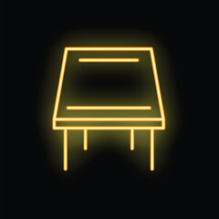 Poster - Neon sign showing a simple table glowing yellow, ideal for concepts such as furniture, interior design, and decoration