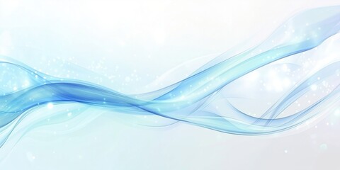 Poster - Abstract blue wave background with flowing lines and soft bokeh effects, creating a serene and modern aesthetic