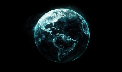 Poster - Glowing Earth with Network Connections Representing Global Connectivity and Technology